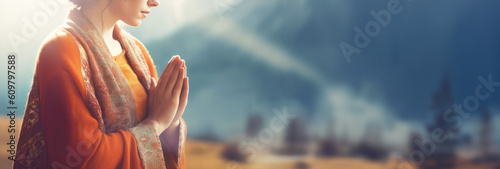 Photo Woman praying worship GOD