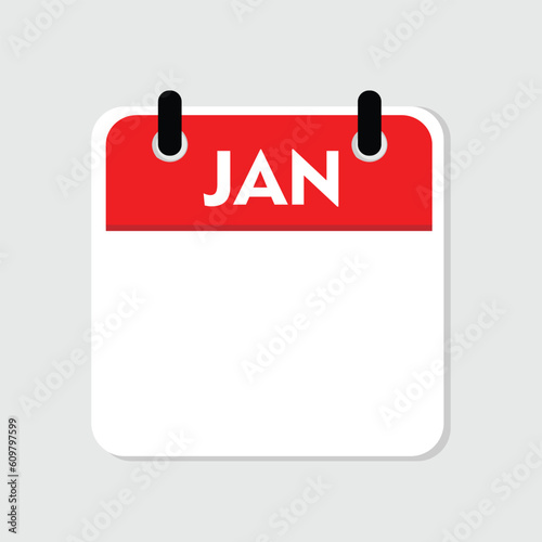 new calendar, january icon with white background, calender icon
