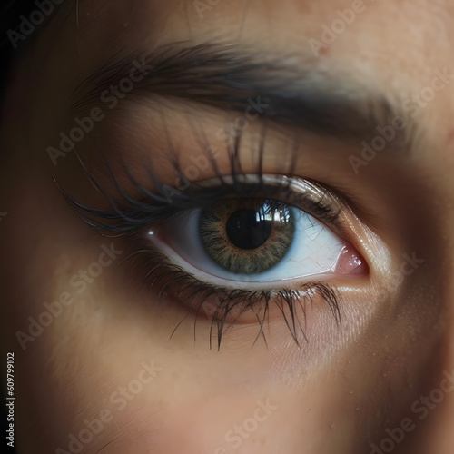 close up of a female eye, ai generative