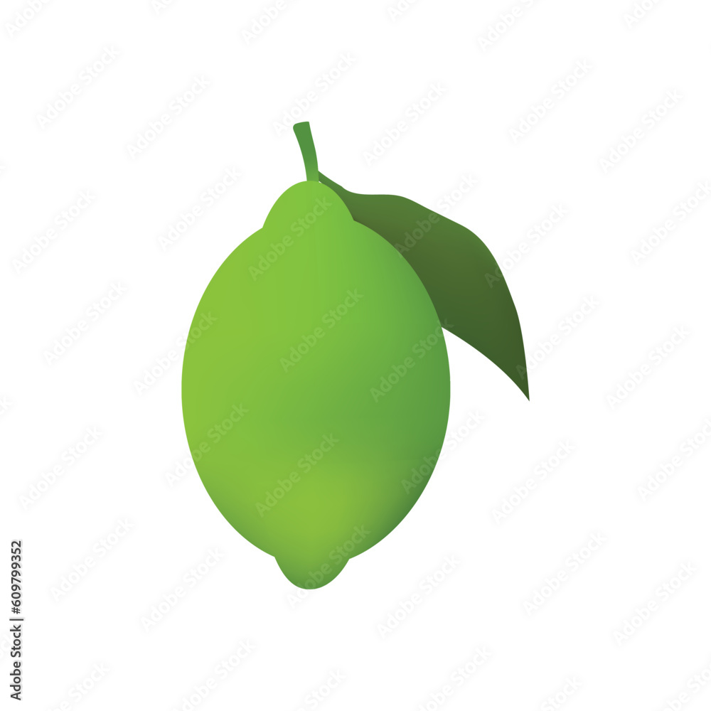 Green Lemon Illustration On White Background Green Lemon Illustration On White Background