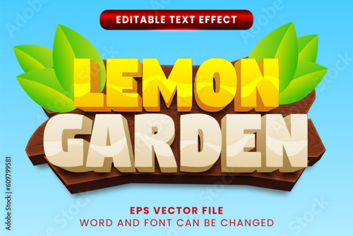 Lemon garden cartoon style 3d editable text effect