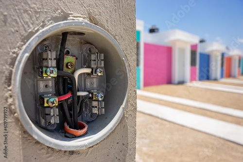 Installation of an electric energy consumption meter of the CFE company, home electric energy meter. Theft of electrical energy with diablito photo