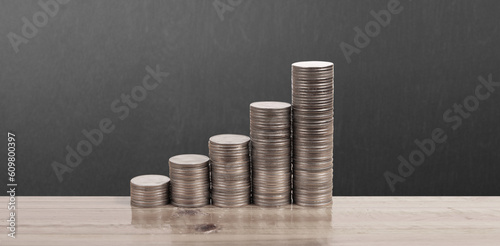 Stack of coin with trading graph, financial investment