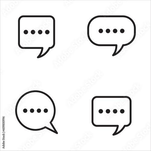 Chat icon message symbol set. Online message speech bubble social media app. Web chat sign. Talk conversation vector icon set in thin outline style.