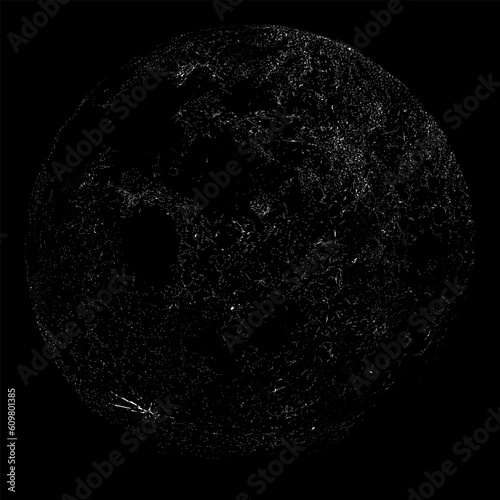 new moon hand drawing vector isolated on black background.