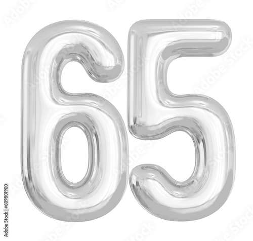 65 Silver Balloons Number 