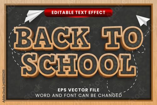 Back to school blackboard vector text effect