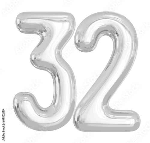 32 Number Silver