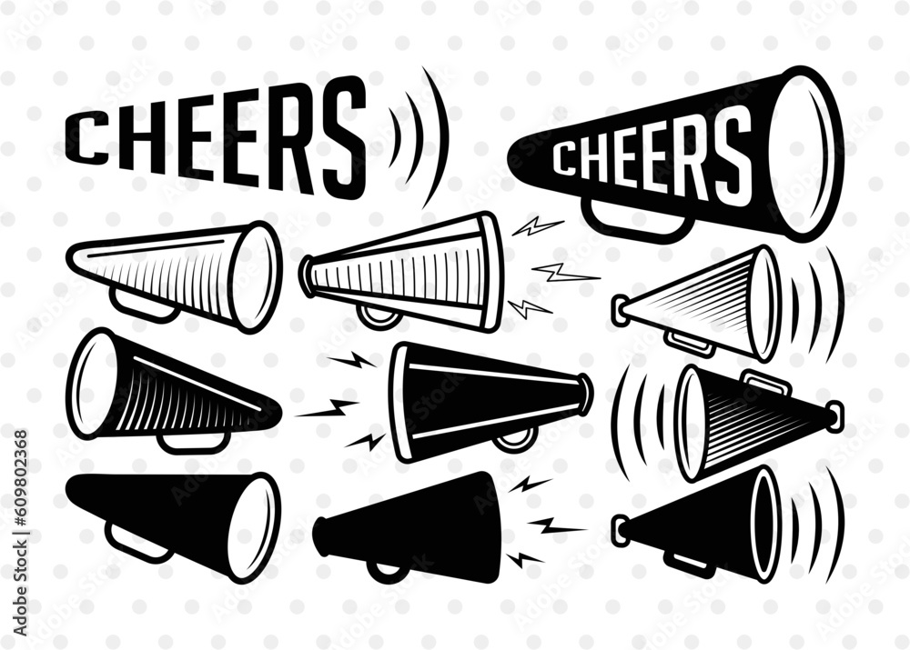 Cheer Megaphone SVG Cut Files Cheer Silhouette Megaphone Bundle