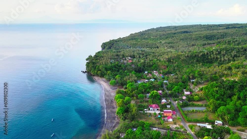 Wallpaper Mural Aerial footage that showing the intersection between a small village and the ocean Torontodigital.ca