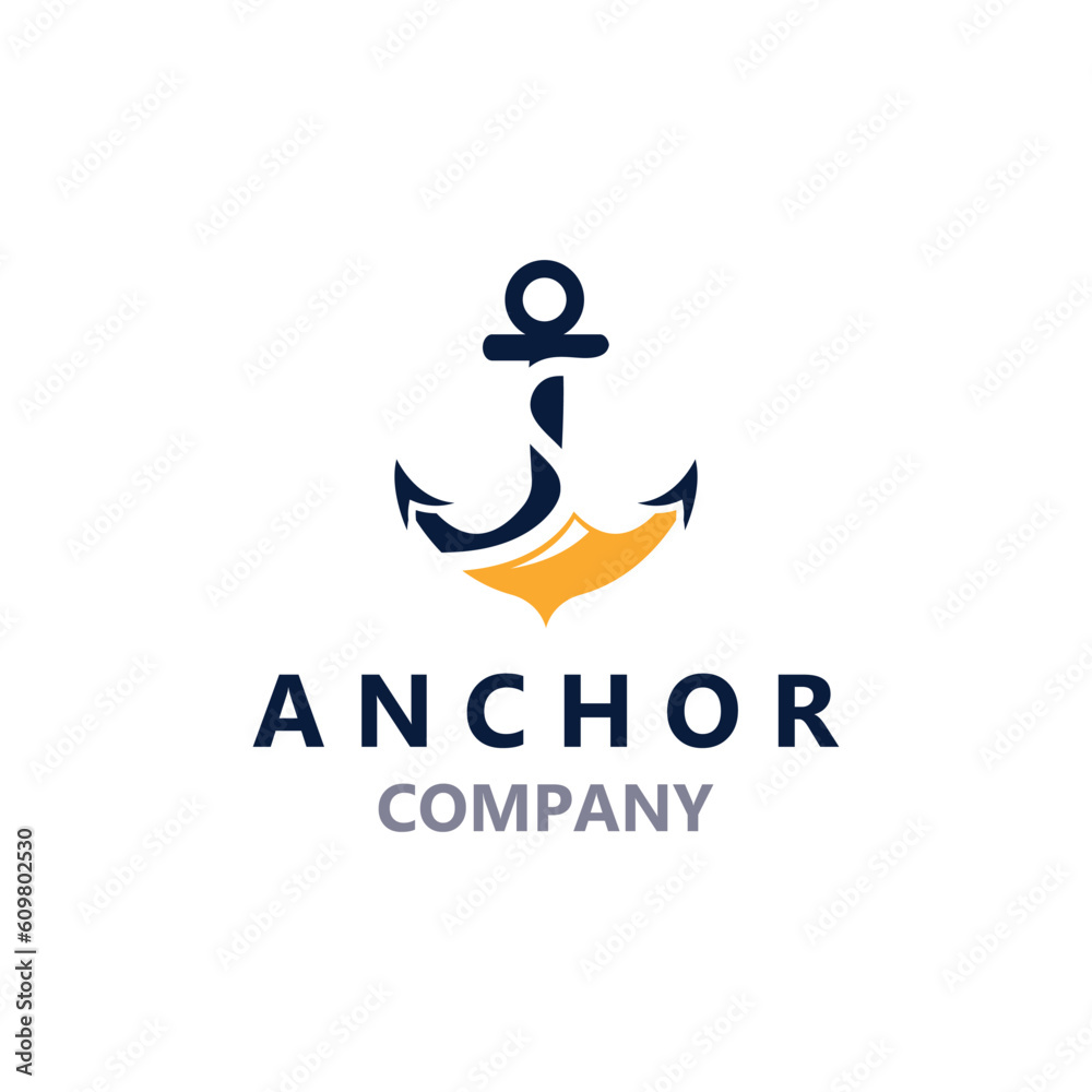 Fototapeta premium Anchor logo vector illustration vintage aquatic or nautical Marine sign symbol in flat style