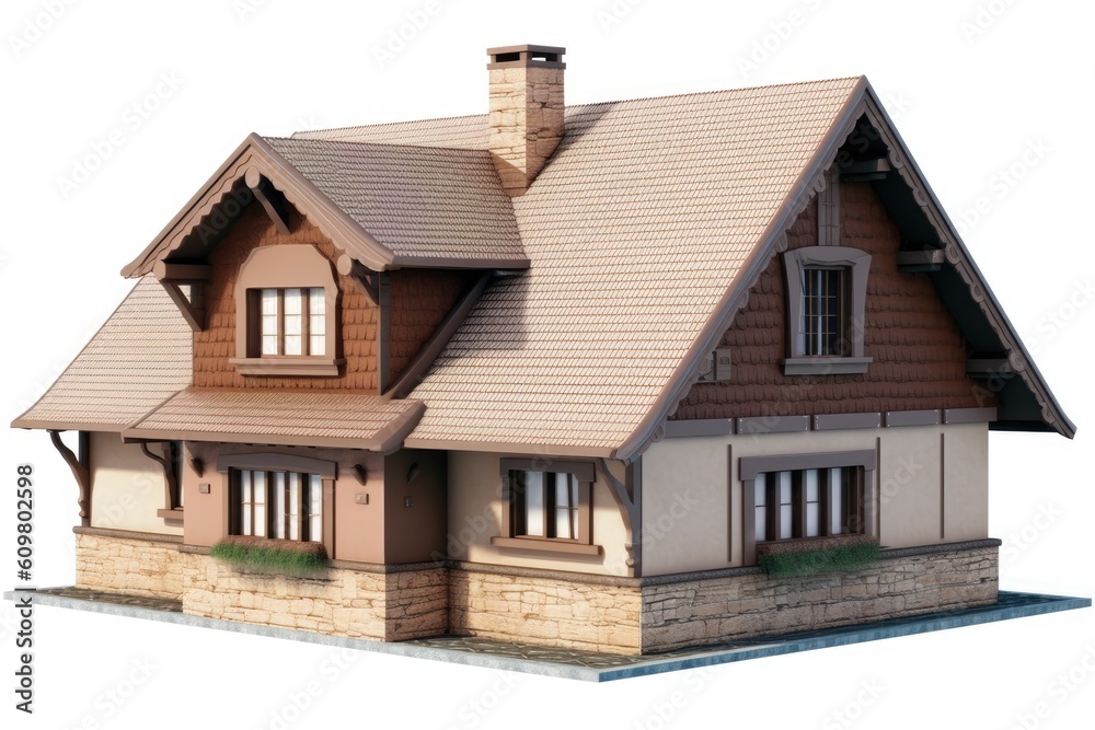 modern house model on a plain white background Generative AI