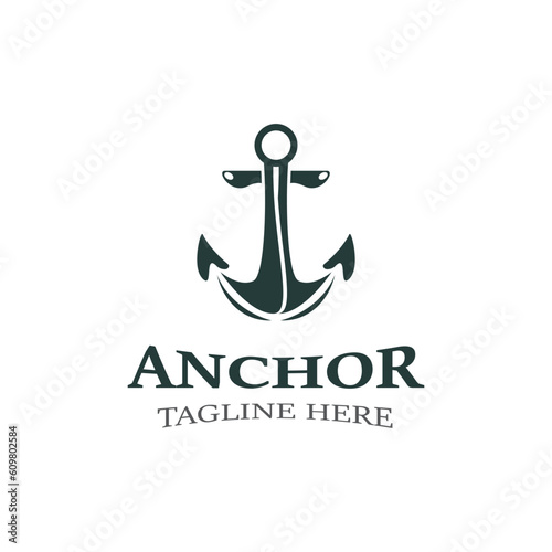 Anchor logo vector illustration vintage aquatic or nautical Marine sign symbol in flat style
