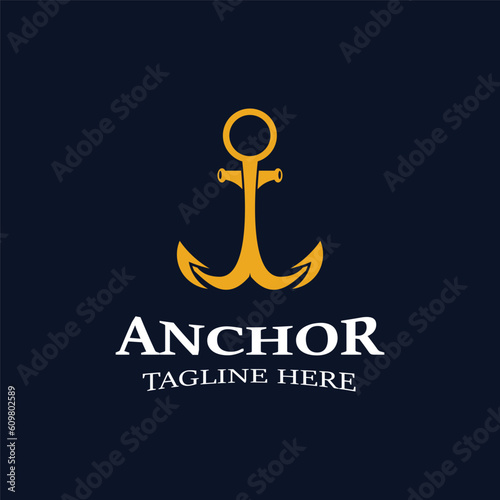 Anchor logo vector illustration vintage aquatic or nautical Marine sign symbol in flat style