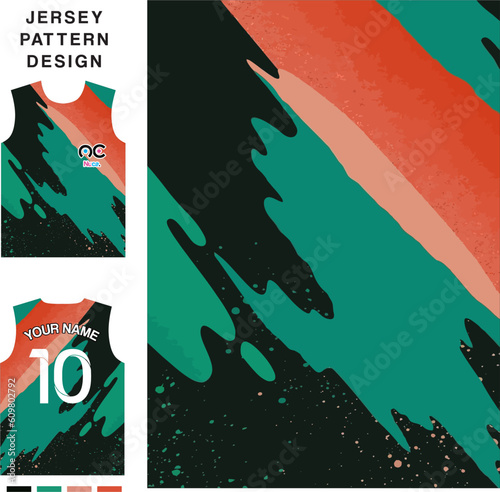 Abstract art concept vector jersey pattern template for printing or sublimation sports uniforms football volleyball basketball e-sports cycling and fishing Free Vector.