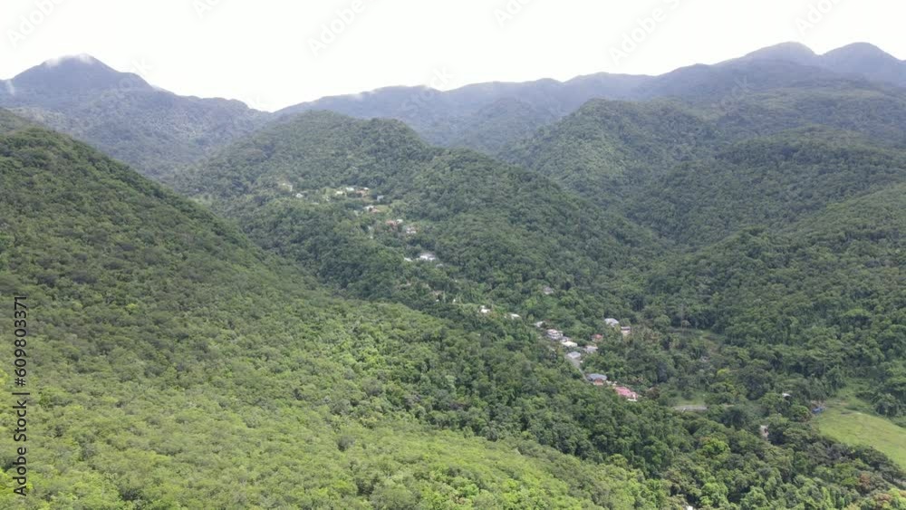 Expanse of vibrant greenery that blankets island of Guadeloupe,aerial Expanse of vibrant greenery that blankets island of Guadeloupe,aerial