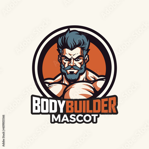 Body Builder Mascot Logo Design Muscular Men Strong Man Mascot Logo 