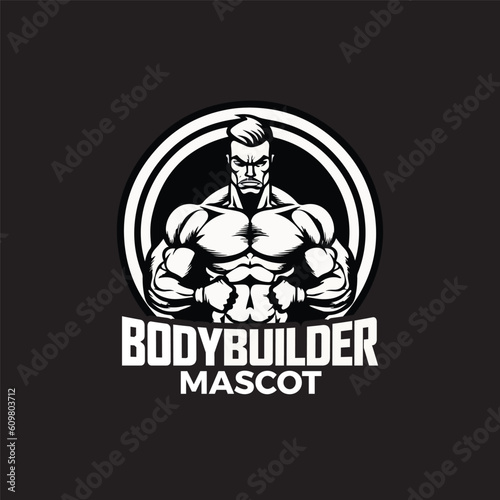 Body Builder Mascot Logo Design Muscular Men Strong Man Mascot Logo 