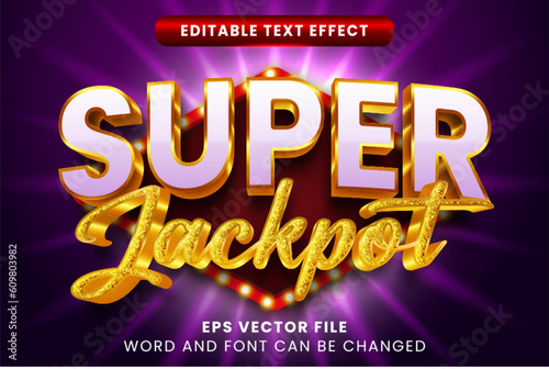 Super jackpot luxury 3d vector text effect