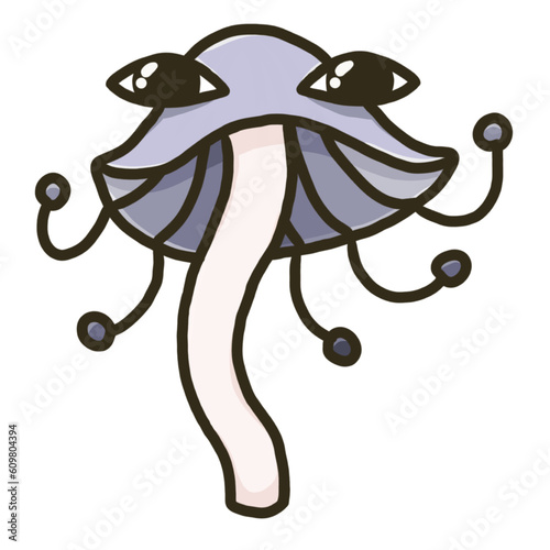 Fotografija purple toadstool mushroom with eyes funny cute picture