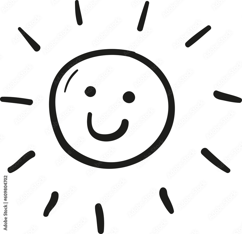 Smiling sun hand drawn outline style Smiling sun hand drawn outline style