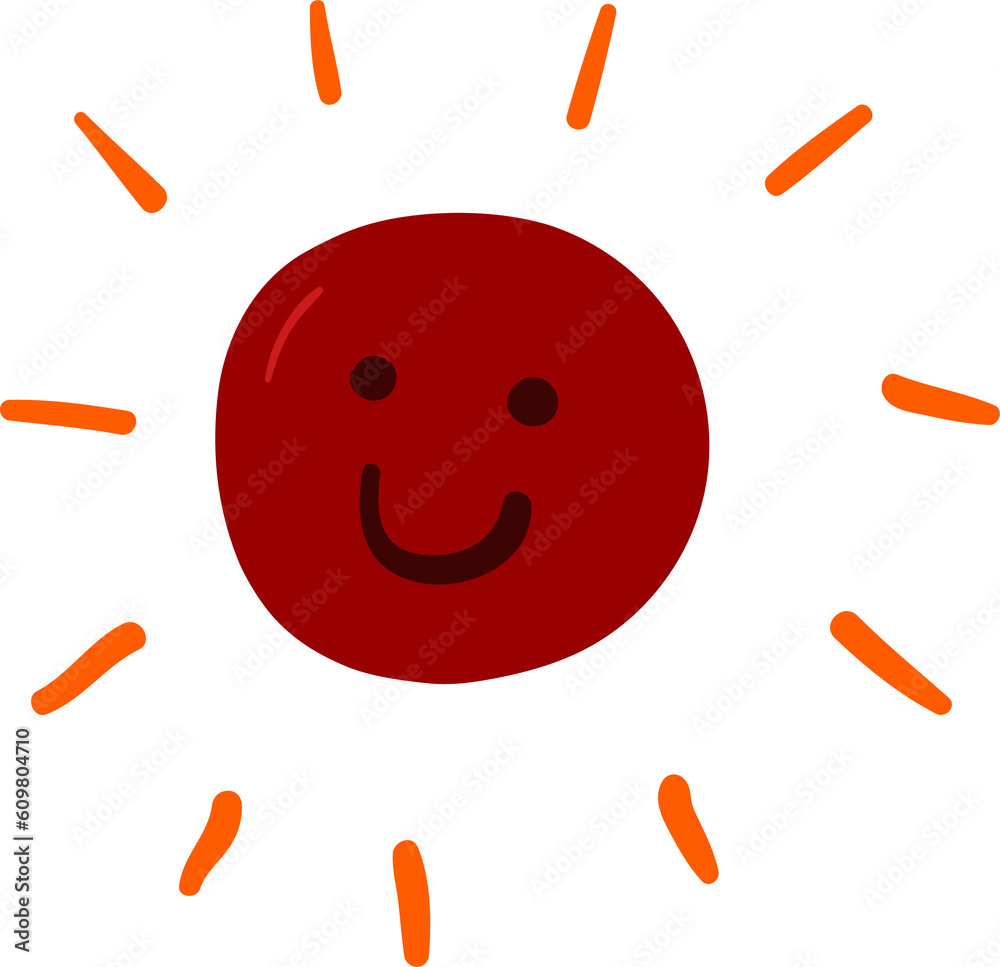 Smiling sun hand drawn flat style Smiling sun hand drawn flat style