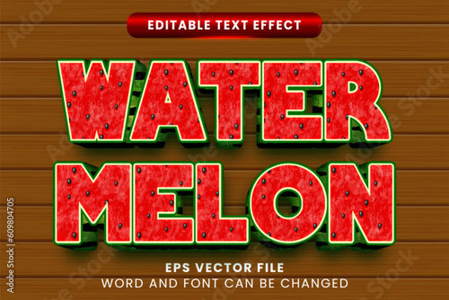Watermelon summer fruit editable vector text effect
