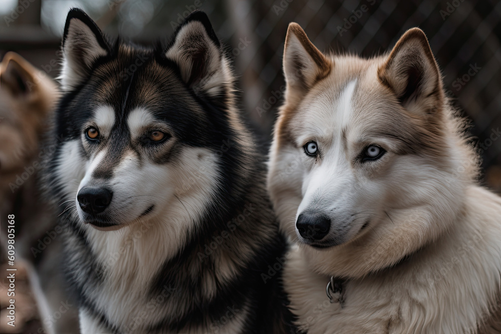 Alaskan Malamutes: A Distant Detail with Telephoto Photography