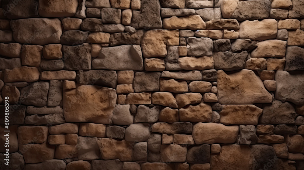 Fototapeta premium Nature's Tapestry: Detailed View of a Brown Stone Wall