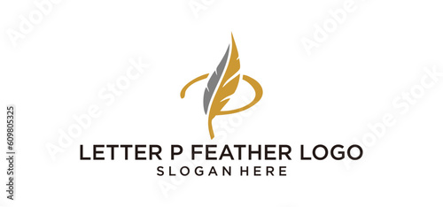 letter p feather logo