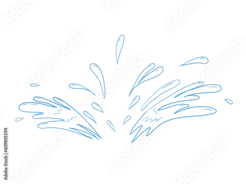 Doodle water splash in handdrawn style on white background