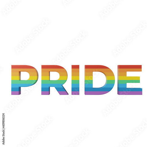 Pride Text 3D Icon.