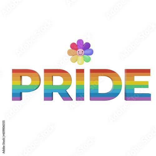 Pride Text 3D Icon.