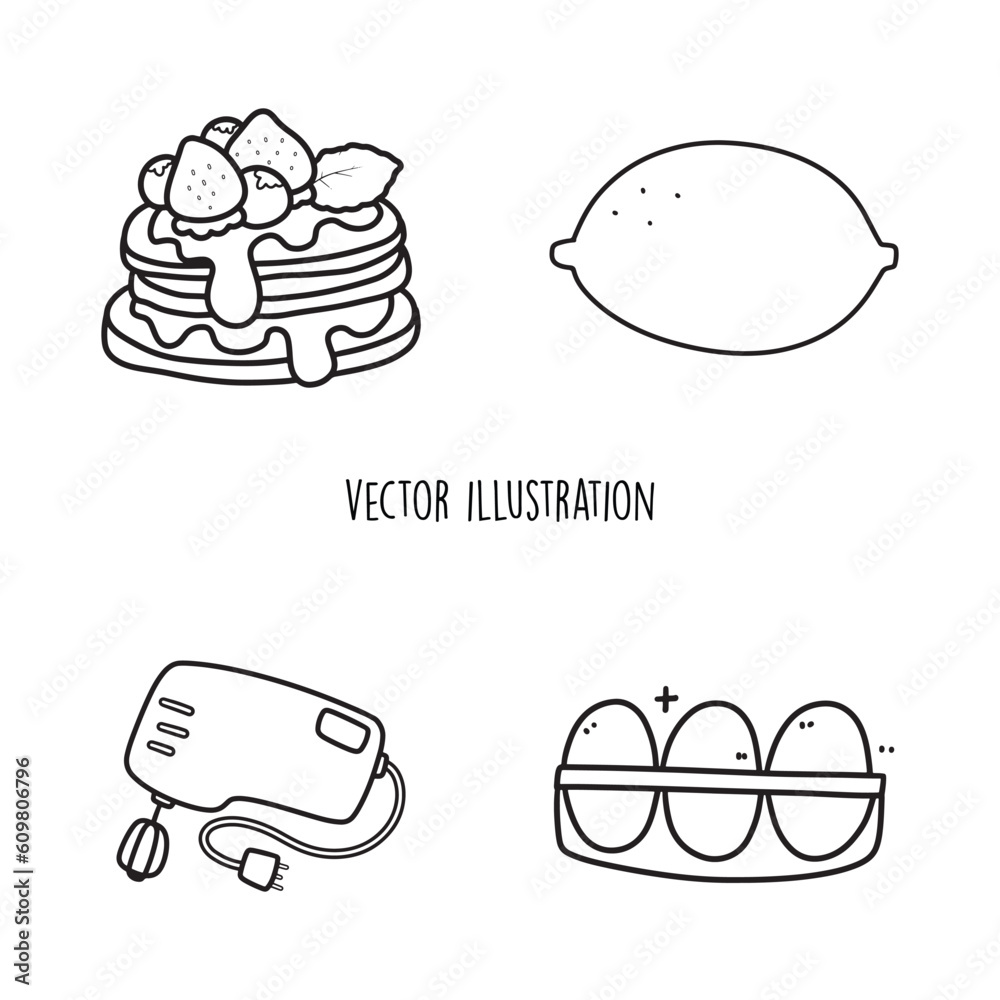 baking tool cartoon outline collection