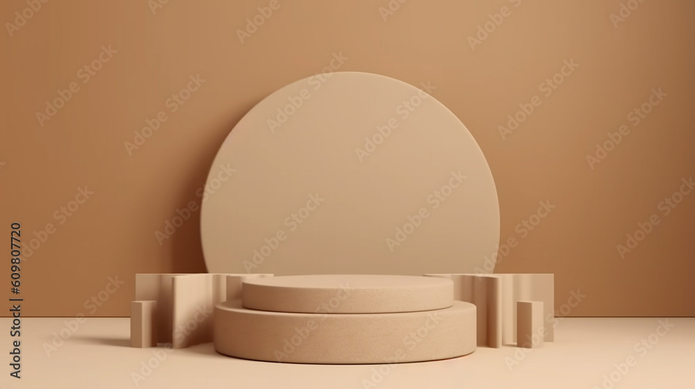 Blank round beige geometric shape podium platform. Blank round beige geometric shape podium platform.