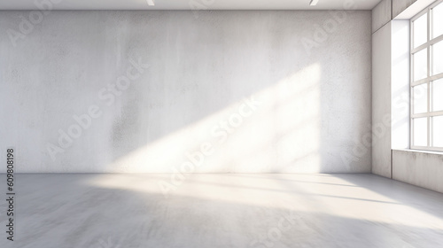 Empty white paint room with unfinished rough texture  photo