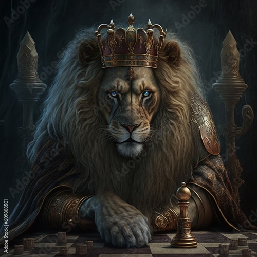 Lion king wearing crown