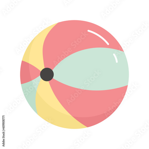 Cartoon colored striped beach ball. Summer holiday
