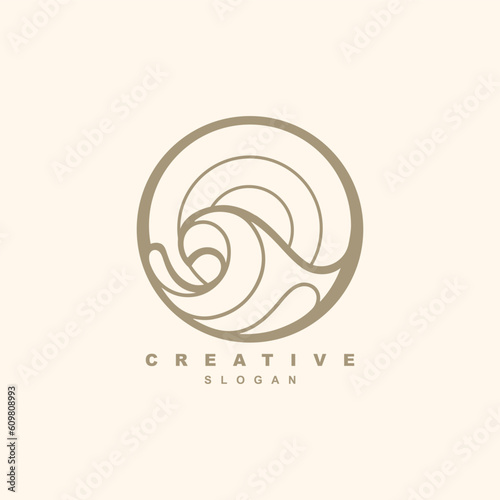 Premium luxury golden sea wave logo design