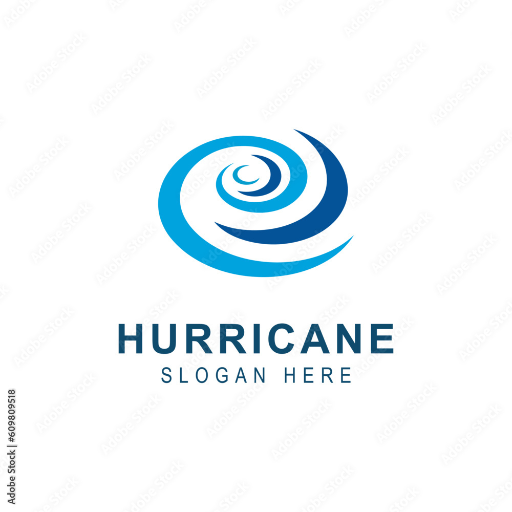 Minimalistic hurricane logo template isolated white background, modern logotype concept for business identity. Vector illustration