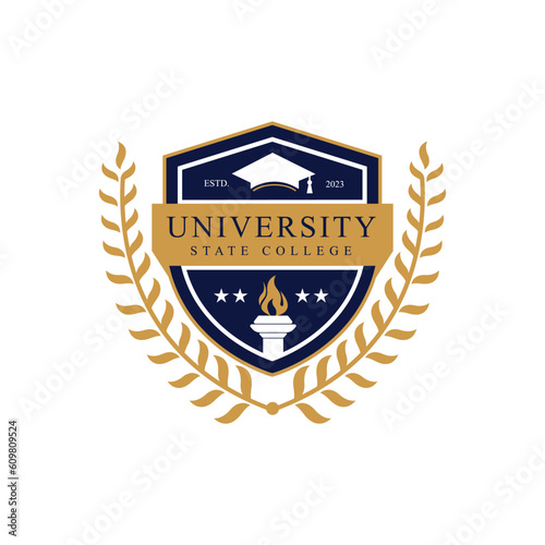 University college school badge logo design vector image. Education badge logo design. University high school emblem