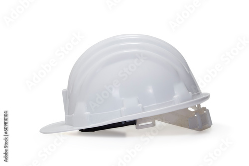 A new white safety helmet on white background