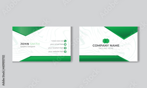business card design template, green business card design, corporate business card presentation, simple  business identity.