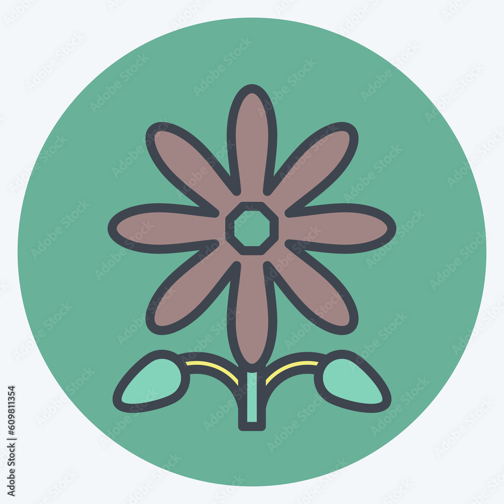 Icon Sunflower. related to American Indigenous symbol. color mate style. simple design editable Icon Sunflower. related to American Indigenous symbol. color mate style. simple design editable