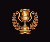 trophy and awards golden badges vector illustration
