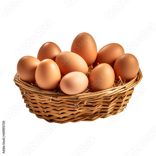 Wallpaper Mural Eggs in basket isolated on transparent background. Created with Generative AI Technology Torontodigital.ca