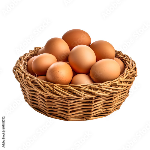 Wallpaper Mural Eggs in basket isolated on transparent background. Created with Generative AI Technology Torontodigital.ca