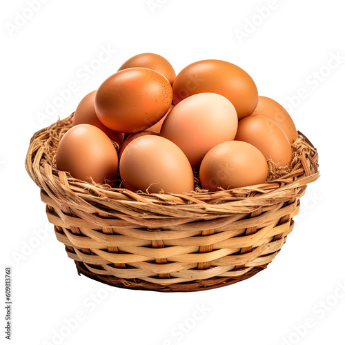 Wallpaper Mural Eggs in basket isolated on transparent background. Created with Generative AI Technology Torontodigital.ca