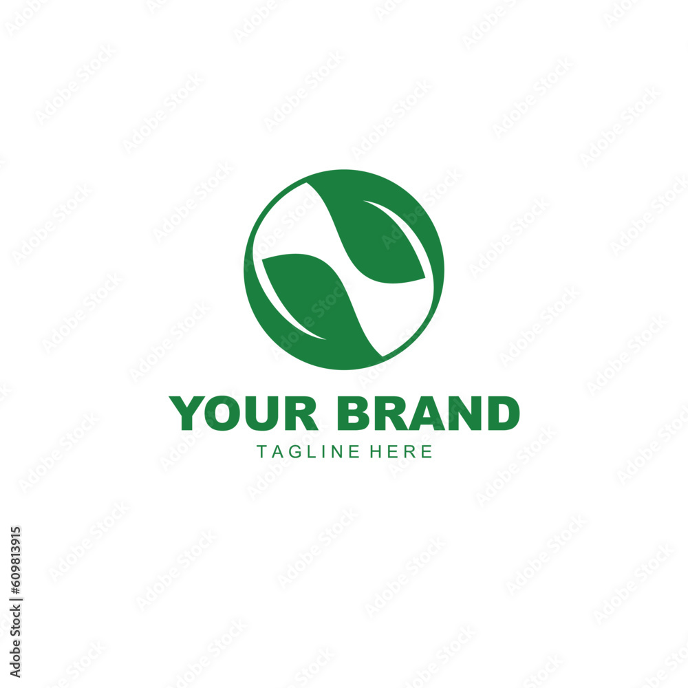 green circular leaf logo illustration green circular leaf logo illustration