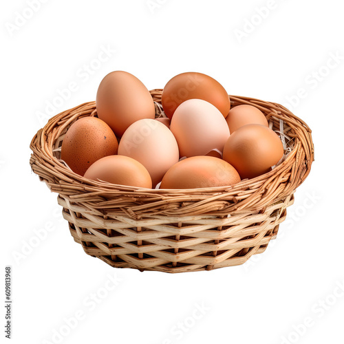 Wallpaper Mural Eggs in basket isolated on transparent background. Created with Generative AI Technology Torontodigital.ca